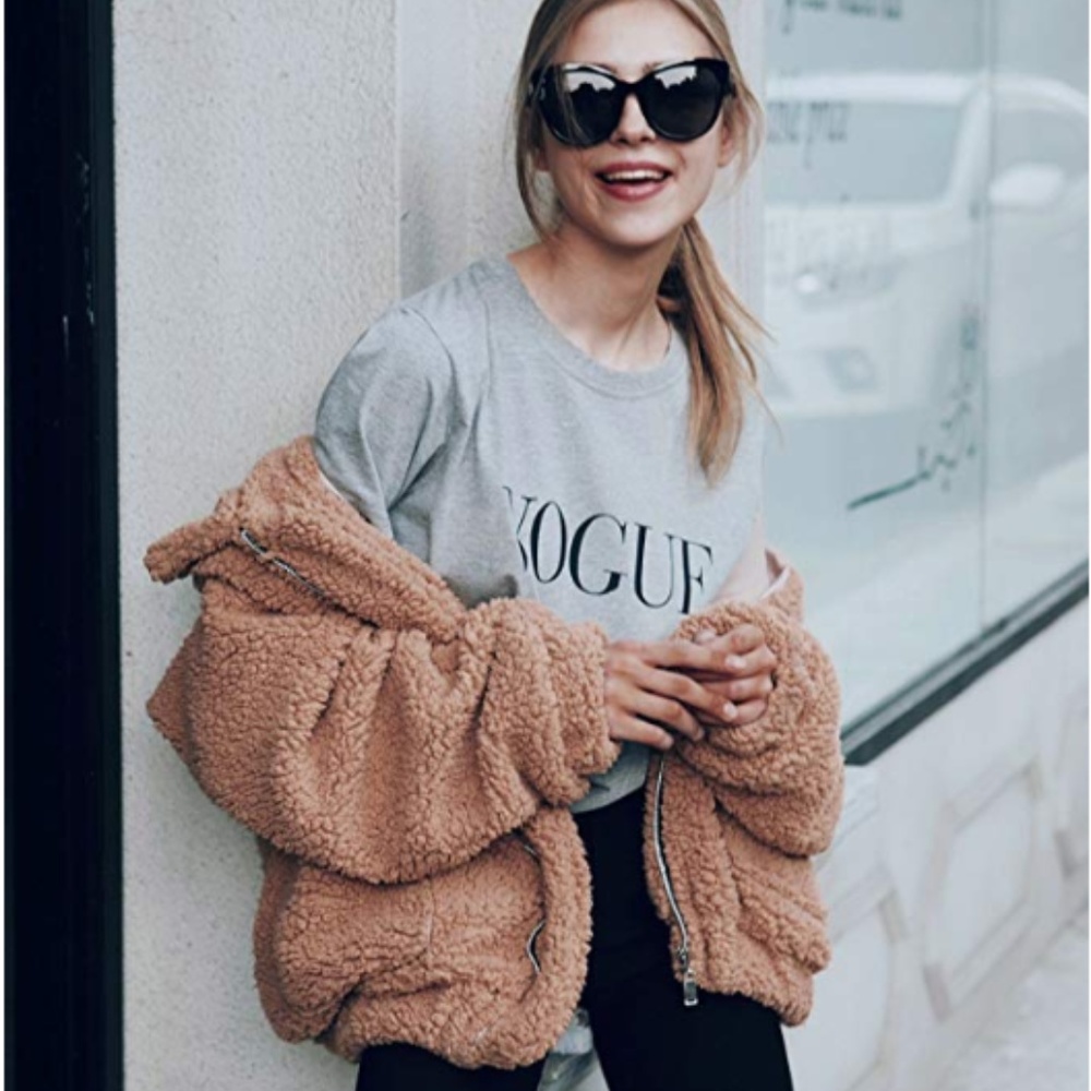 Faux Shearling Fuzzy Teddy Coat Tan - Picture 5 of 5